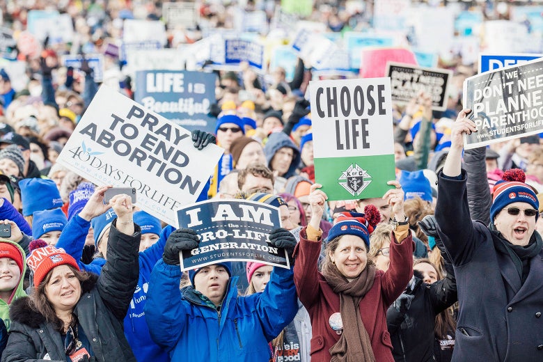 Anti-abortion supporters gather at the Washington Monument to hear Vice President Mike Pence speak at the 2017 March for Life rally in Washington.